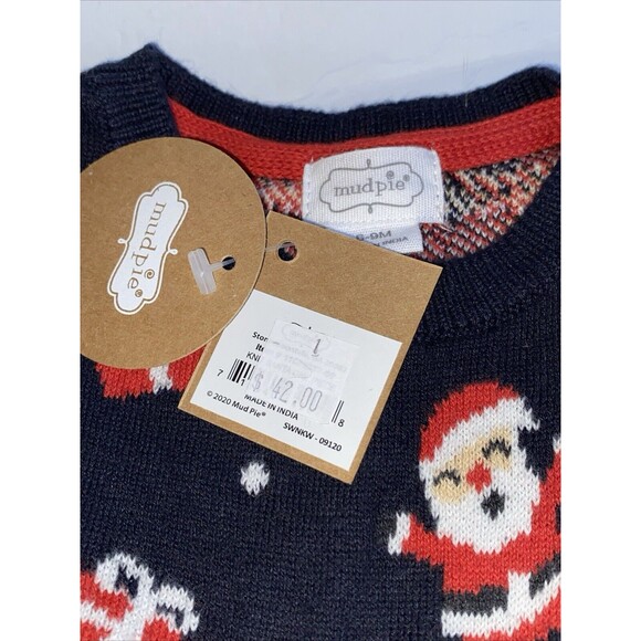 NWT Mud Pie Sweater Knit Romper Santa 6-9 Mos - Picture 4 of 5